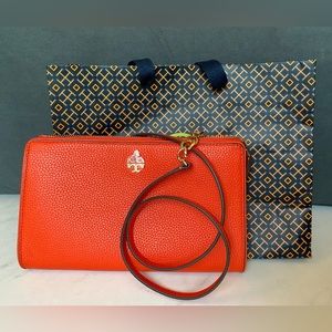 Tory Burch NWT Carter Slim Crossbody Color Poppy Red
